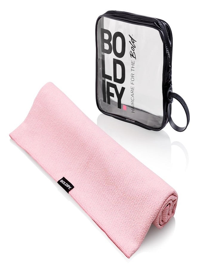 Boldify Quick Dry Microfiber Towel Wrap for Women - for Thin and Curly Hair - Anti Frizz Plopping Towel, Fast Drying Turban - Pink - Image 1